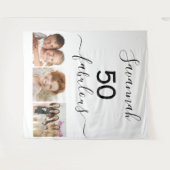 50素敵な誕生日ホワイトフォトコラージュ タペストリー (正面(横))