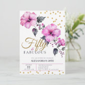 50素晴らしいはっきりしたハイビスカス熱帯50誕生日 招待状 (スタンド正面)