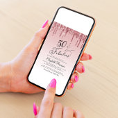 50素晴らしいグリッターバラ金ゴールドピンクバースデーパーティー 招待状