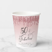 50素晴らしいグリッターバラ金ゴールドピンクバースデーパーティー 紙コップ (裏面)
