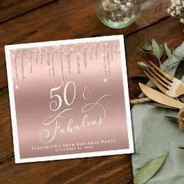 50素晴らしいグリッターバラ金ゴールド誕生日パーティー スタンダードカクテルナプキン