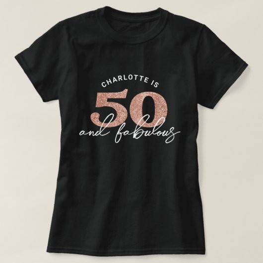 50素晴らしいグリッターパーソナライズされた誕生日パーティー Tシャツ (デザイン正面)