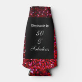 50素晴らしいグリッター誕生日ブルゴーニュピンクレッド ボトルクーラー (正面)