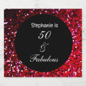 50素晴らしいグリッター誕生日ブルゴーニュレッドピンク ビールラベル (シングルラベル)