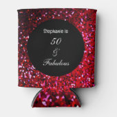 50素晴らしいグリッター誕生日ブルゴーニュレッドピンク 缶クーラー (正面)