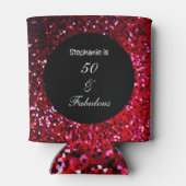 50素晴らしいグリッター誕生日ブルゴーニュレッドピンク 缶クーラー (裏面)