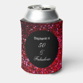 50素晴らしいグリッター誕生日ブルゴーニュレッドピンク 缶クーラー (缶裏面)
