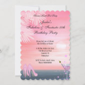 50素晴らしいサマーピンクカクテルヒールパーティー 招待状 (裏面)