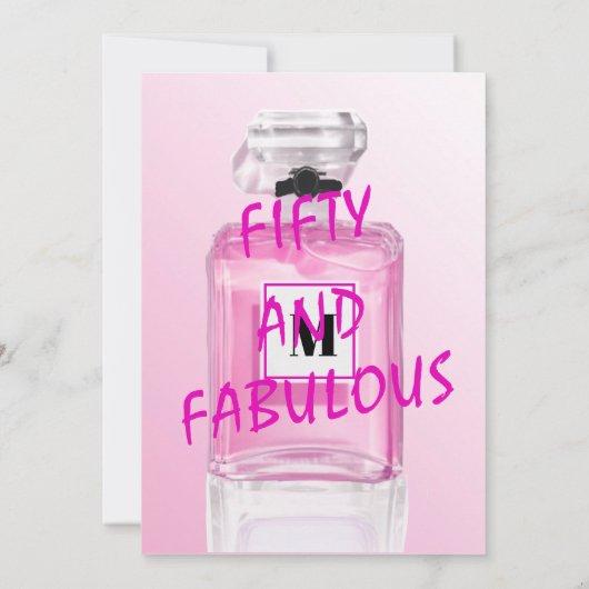 50素晴らしいシックフランスのピンクの香りモノグラム 招待状 (裏面)