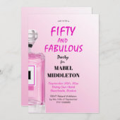 50素晴らしいシックフランスのピンクの香りモノグラム 招待状 (正面/裏面)