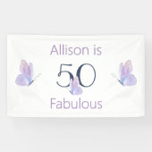 50素晴らしいシンプルバタフライ50誕生日名 横断幕 (横)