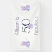 50素晴らしいシンプルバタフライ50誕生日名 横断幕 (縦)