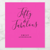 50素晴らしいネオンピンク名50誕生日 ワインラベル (シングルラベル)