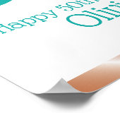 50素晴らしいハッピーバースデーティール(緑がかった色)バラ金ゴールドパーティー ポスター (角)