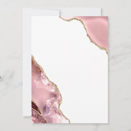 50素晴らしいバラ金ゴールドグリッターアゲイト誕生日パーティー 招待状 (裏面)