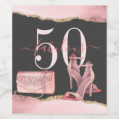 50素晴らしいバラ金ゴールドグリッターアゲート踊りシューズ ワインラベル (シングルラベル)