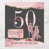 50素晴らしいバラ金ゴールドグリッターアゲート踊りシューズ ワインラベル (シングルラベル)