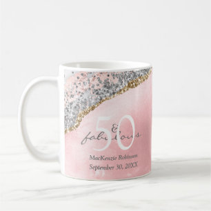 50素晴らしいバラ金ゴールドグリッターモダン誕生日 コーヒーマグカップ