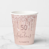 50素晴らしいバラ金ゴールドグリッターモノグラム 紙コップ (正面)