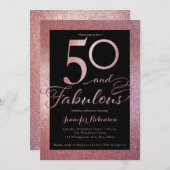 50素晴らしいバラ金ゴールドグリッター誕生日パーティーの招待 招待状 (正面/裏面)