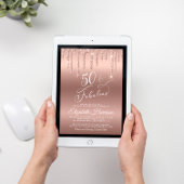 50素晴らしいバラ金ゴールドグリッター誕生日パーティー 招待状