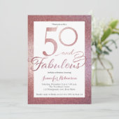 50素晴らしいバラ金ゴールドグリッター誕生日パーティー 招待状 (スタンド正面)