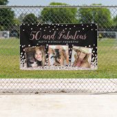 50素晴らしいバラ金ゴールドフォトコラージュ50誕生日 横断幕 (インサイチュ)