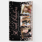 50素晴らしいバラ金ゴールドフォトコラージュ50誕生日 横断幕 (縦)