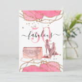 50素晴らしいピンクアゲート金ゴールドグリッター踊りシューズ 招待状 (スタンド正面)