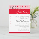 50素晴らしいピンクレッドエレガントストライプ招待状 招待状 (スタンド正面)