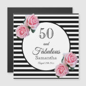 50素晴らしいピンクローズ白黒ストライプ (正面/裏面)