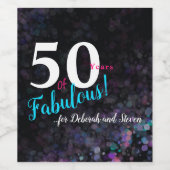 50素晴らしいピンク、シルバー、ティール（緑がかった色）グリッター、汎用性 ワインラベル (シングルラベル)