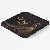 50素晴らしいブラック金ゴールドグリッタースパークル ペーパープレート (傾斜あり)