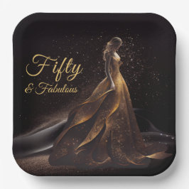 50素晴らしいブラック金ゴールドグリッタースパークル ペーパープレート