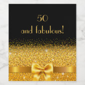 50素晴らしいブラック金ゴールドボウエレガント名 ワインラベル (シングルラベル)