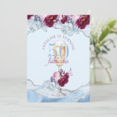 50素晴らしいブルーアガテフローラ誕生日パーティー 招待状 (スタンド正面)