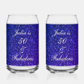 50素晴らしいブルーグリッター誕生日ギフト特典セット ガラス缶 (正面)