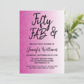 50素晴らしいホットピンクグリッター50誕生日 招待状 (スタンド正面)