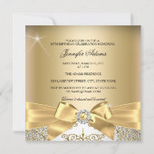 50素晴らしい写真金ゴールドシルバーボウ50誕生日 招待状 (裏面)