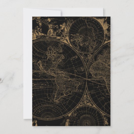 50素晴らしい口ひげヴィンテージマップ誕生日パーティー 招待状 (裏面)