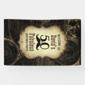 50素晴らしい口ひげヴィンテージマップ誕生日パーティー 横断幕 (横)