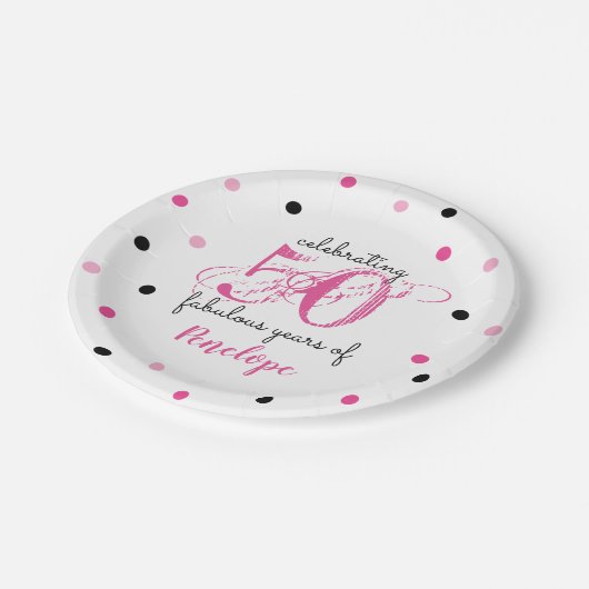 50素晴らしい年の名前の追加水玉模様紙プレート ペーパープレート (アングル)