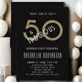 50素晴らしい白黒金ゴールド誕生祝い 招待状