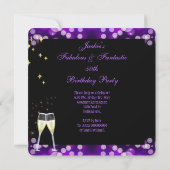 50素晴らしい紫のグリッターハイヒール50誕生日 招待状 (裏面)
