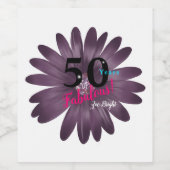 50素晴らしい紫色の花のグリッターセンター ワインラベル (シングルラベル)