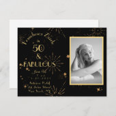 50素晴らしい花火金ゴールドブラック 招待状 (正面/裏面)