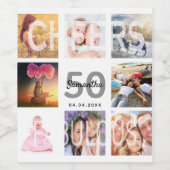 50素晴らしい誕生日の写真コラージュ白パーティー ワインラベル (シングルラベル)