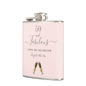 50素晴らしい誕生日カスタム写真バラ金ゴールドピンク フラスク (左)