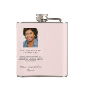 50素晴らしい誕生日カスタム写真バラ金ゴールドピンク フラスク (裏面)