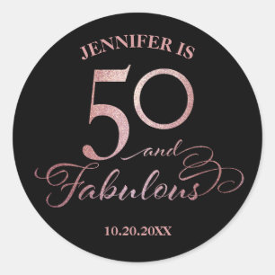 50素晴らしい誕生日クラシックラウンドステッカー ラウンドシール